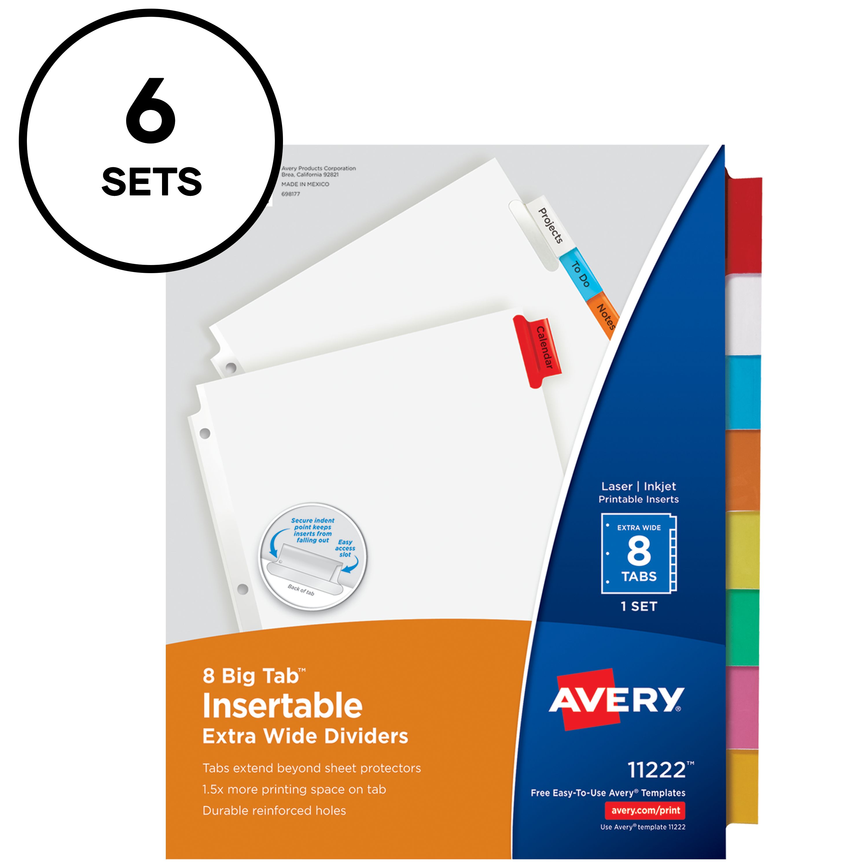 Big Tabâ„¢ Extra-Wide Insertable Dividers, 8-Tab Set, Laser